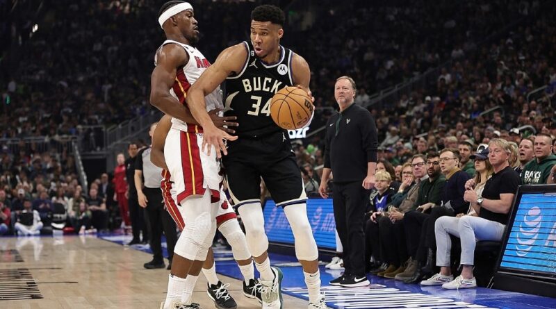 Giannis Antetokounmpo Jimmy Butler Bucks Heat NBA