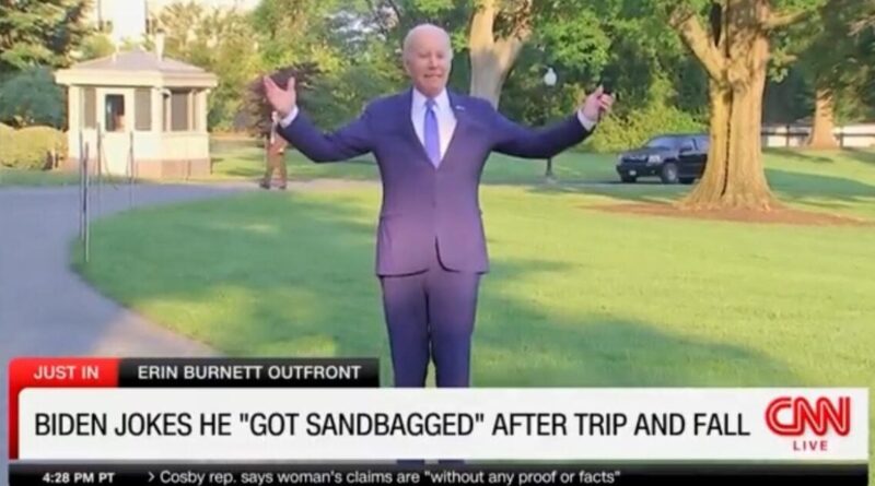 "I Got Sandbagged!" Joe Biden Jokes with Reporters About His Bad Fall - Then Hops and Shuffles Away (VIDEO) | The Gateway Pundit | by Cristina Laila