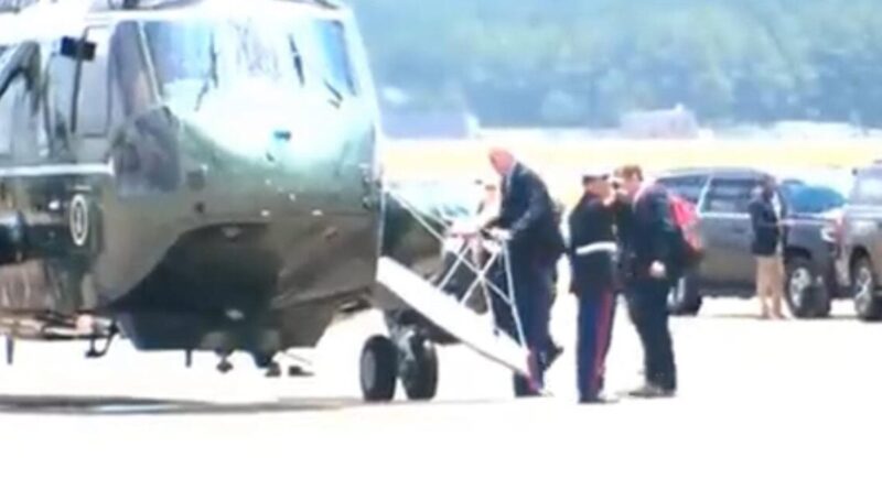 WATCH: Feeble Joe Biden Needs Both Hands to Climb Up Steps For Marine One | The Gateway Pundit | by Cristina Laila | 42