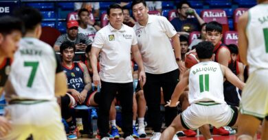 Letran coach Rensy Bajar during a Filoil Preseason game. –FILOIL PHOTO