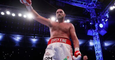 FILE PHOTO: Boxing - Tyson Fury v Dillian Whyte - WBC World Heavyweight Title - Wembley Stadium, London, Britain - April 23, 2022 Tyson Fury celebrates winning his fight against Dillian Whyte Action Images via Reuters/Andrew Couldridge