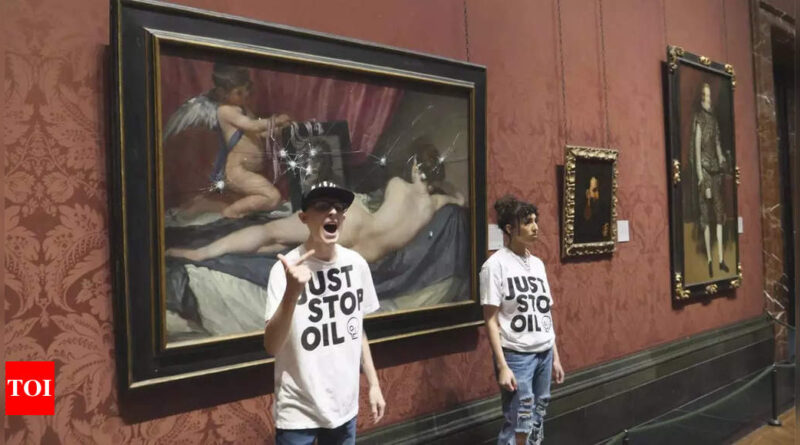 Climate activists smash glass protecting Velazquez's Venus painting in London's National Gallery - Times of India